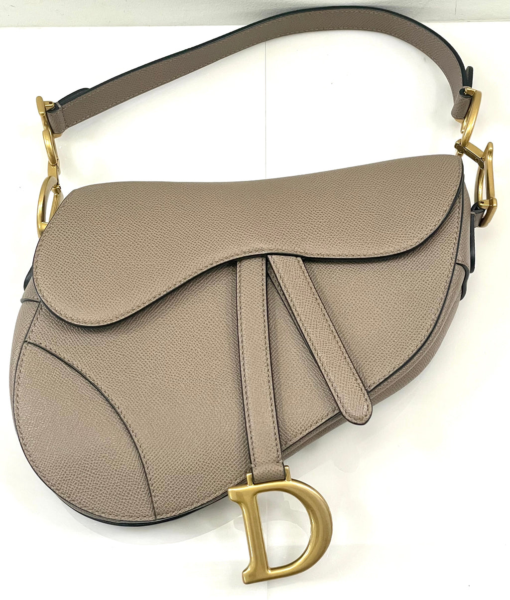 DIOR GRAINED CALFSKIN LEATHER SADDLE BAG