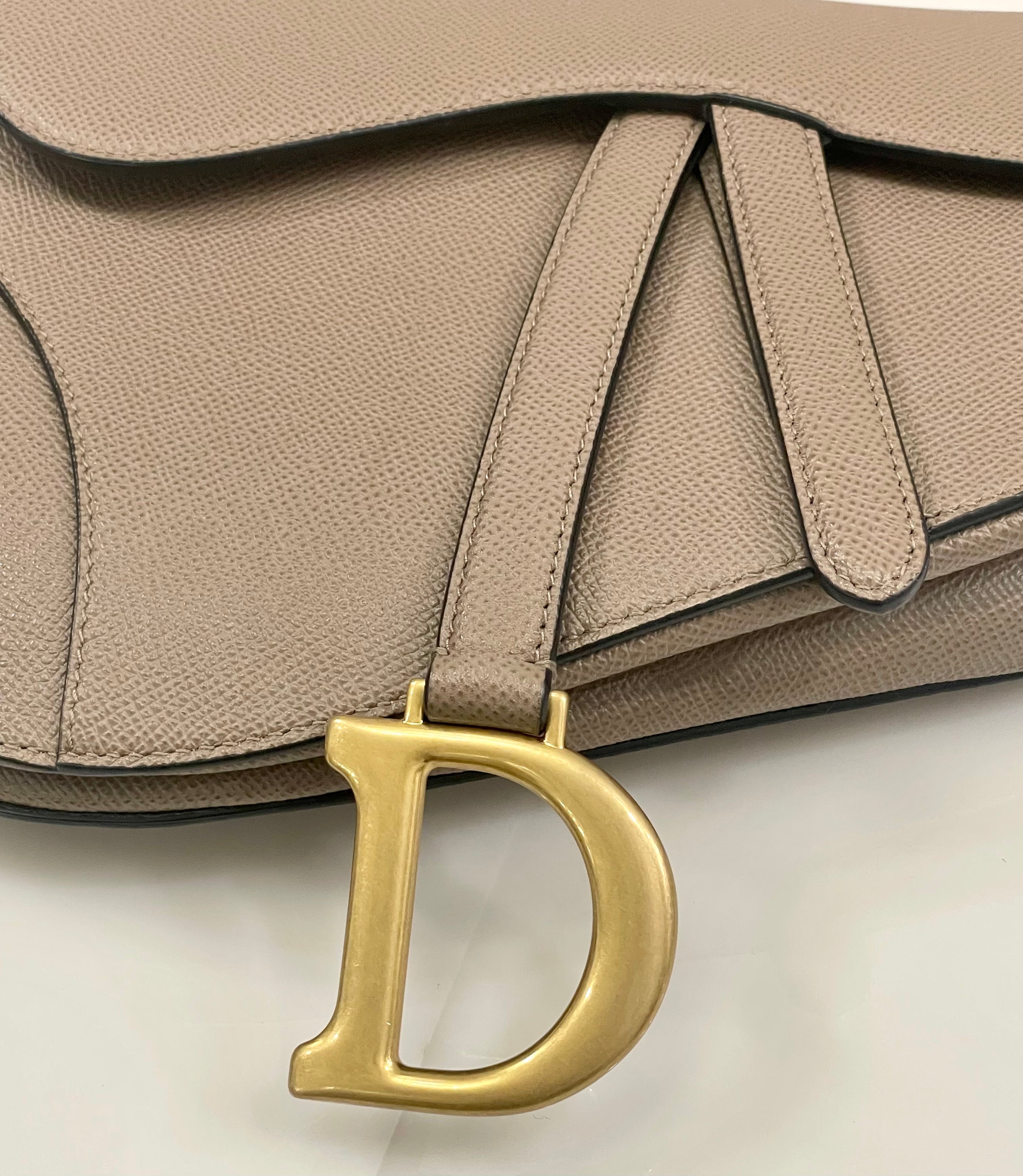 DIOR GRAINED CALFSKIN LEATHER SADDLE BAG