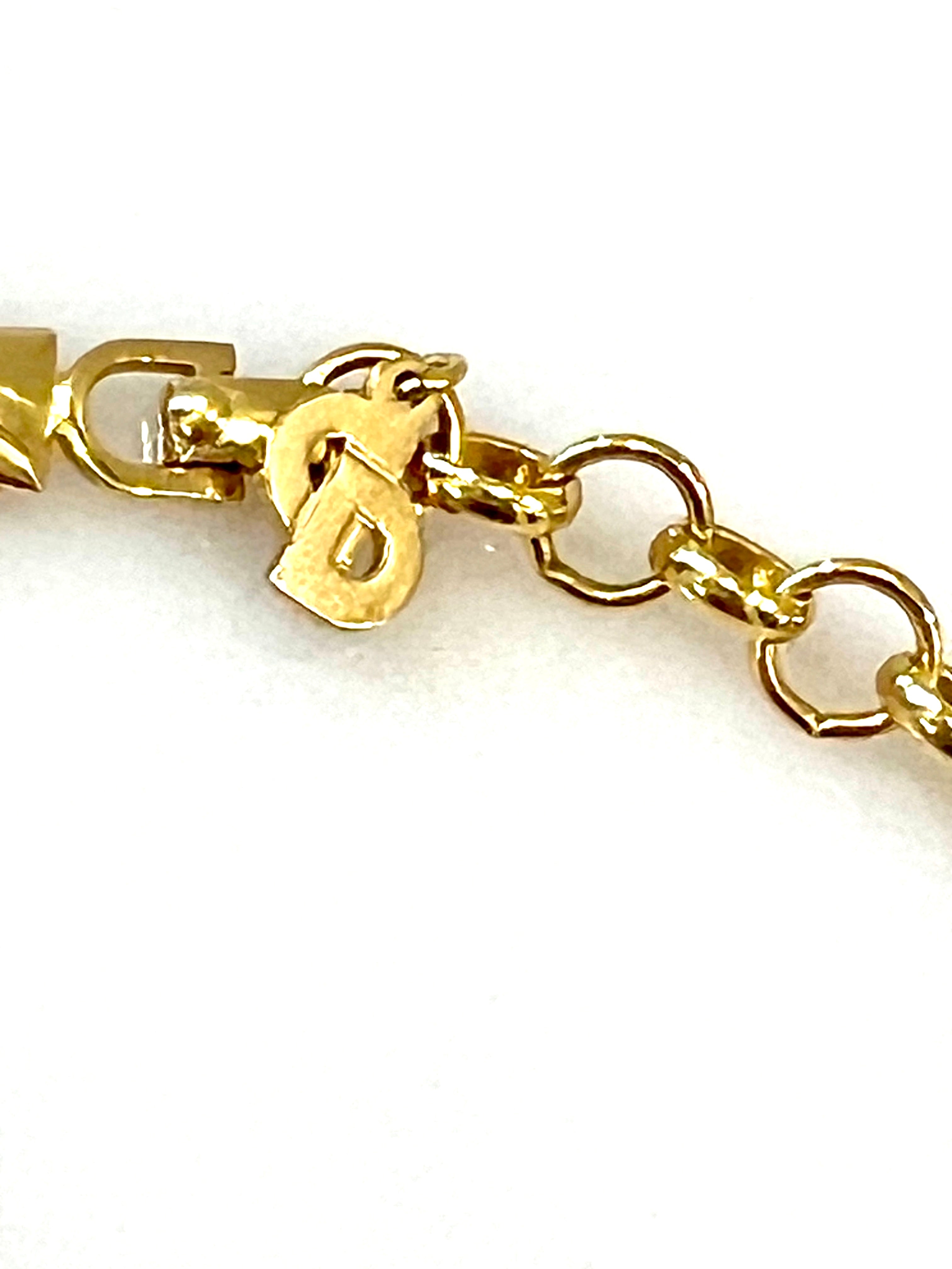 CHRISTIAN DIOR VINTAGE SNAKE CHAIN BLUE CRYSTAL CENTERPIECE CHOKER