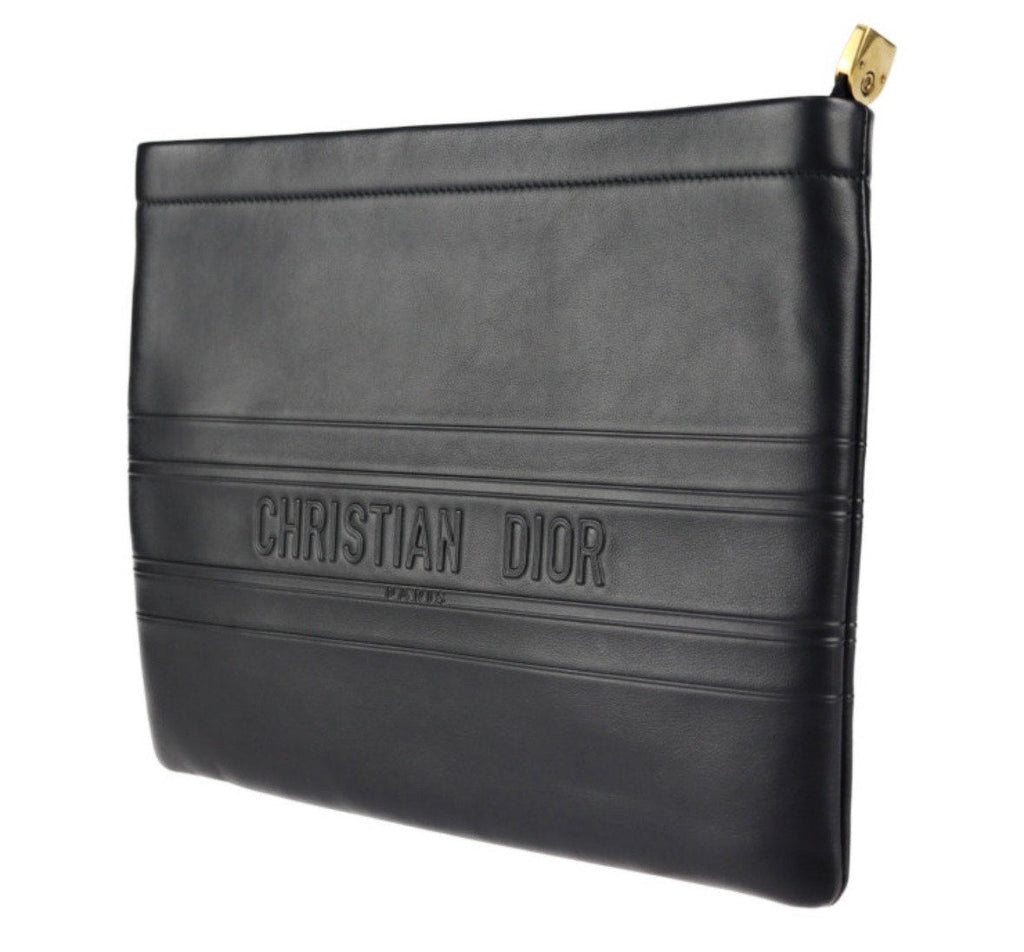 DIOR CLUTCH BLACK LEATHER BAG