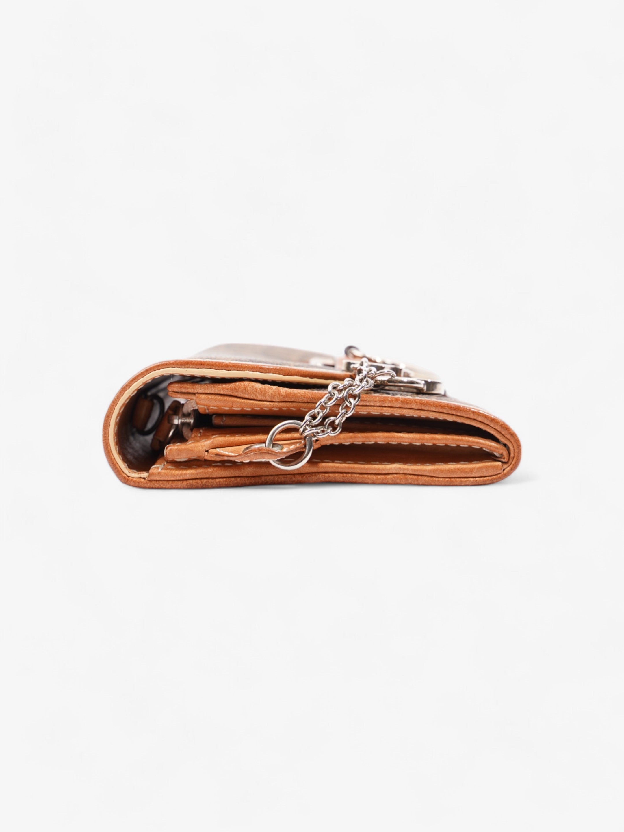 Christian Dior Romantique Continental Wallet Brown Oblique Coated Canvas