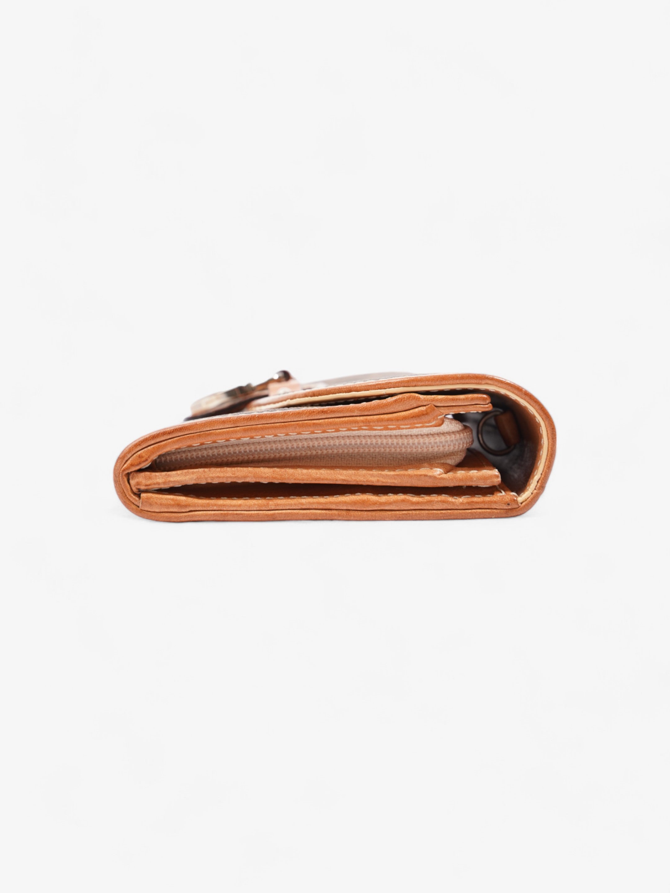 Christian Dior Romantique Continental Wallet Brown Oblique Coated Canvas