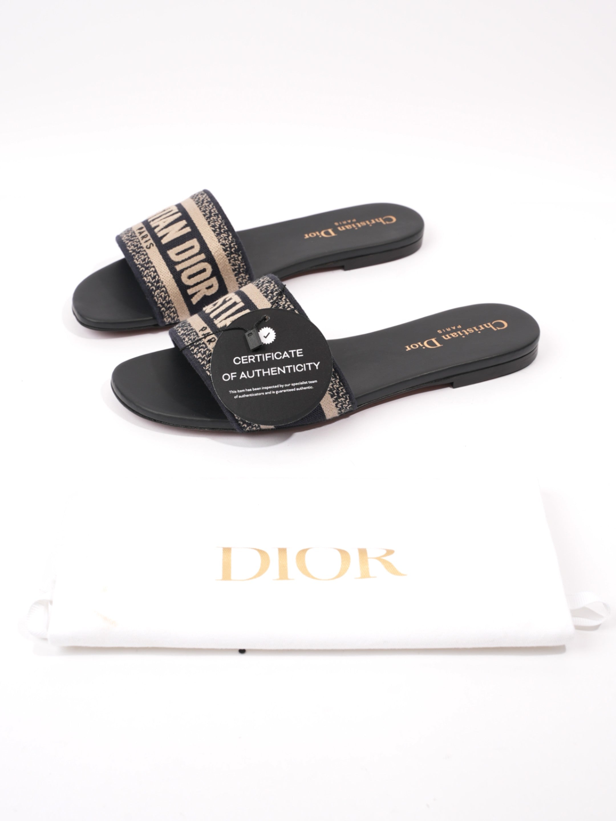 Christian Dior Dway Blue Oblique / Beige Cotton EU 37 UK 4