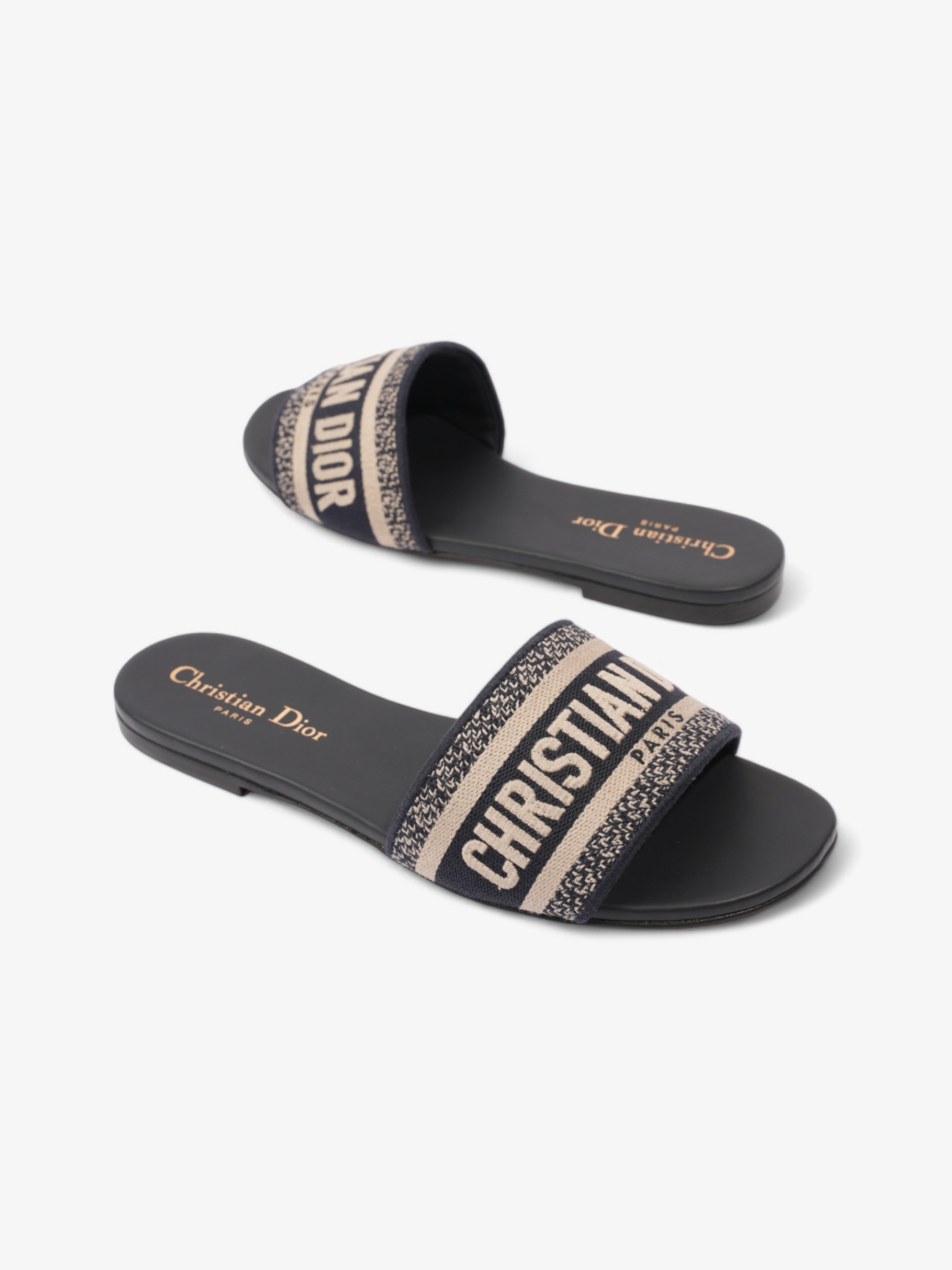 Christian Dior Dway Blue Oblique / Beige Cotton EU 37 UK 4