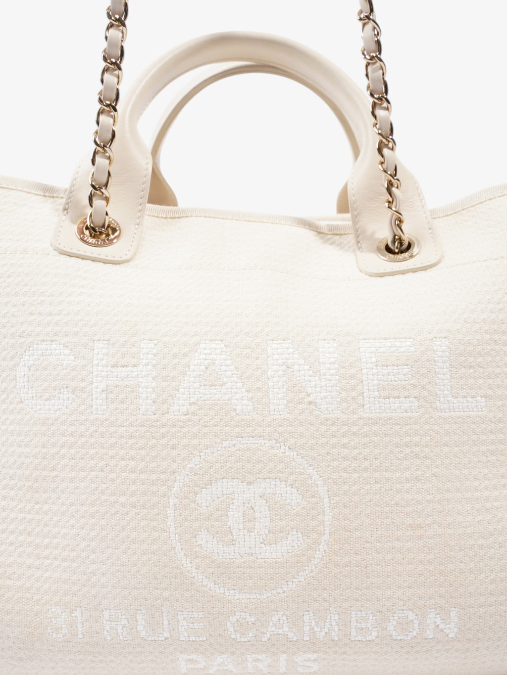 Chanel Deauville Tote Bag Cream Tweed Medium