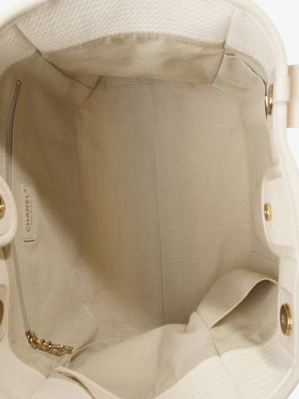 Chanel Deauville Tote Bag Cream Tweed Medium