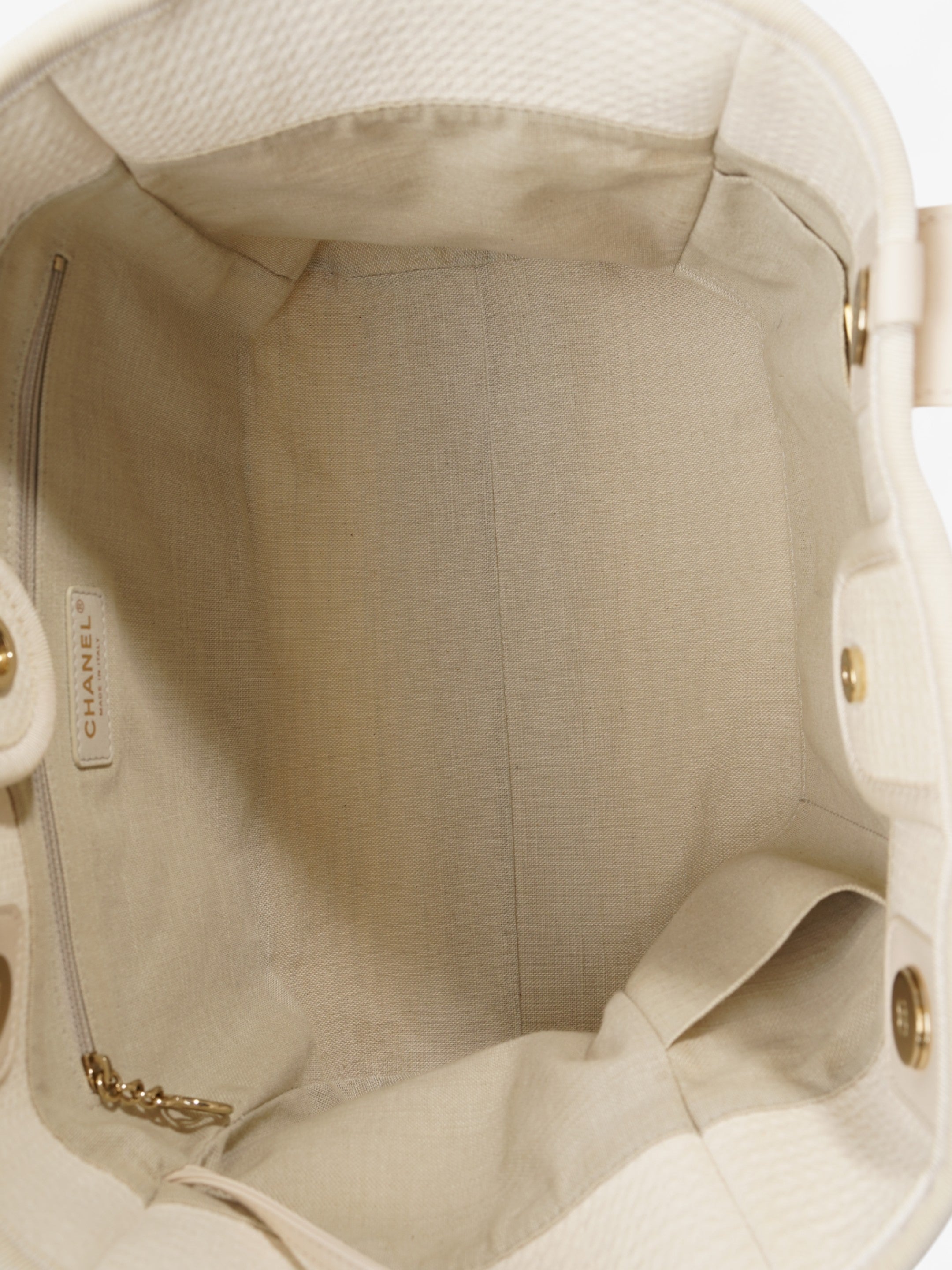 Chanel Deauville Tote Bag Cream Tweed Medium