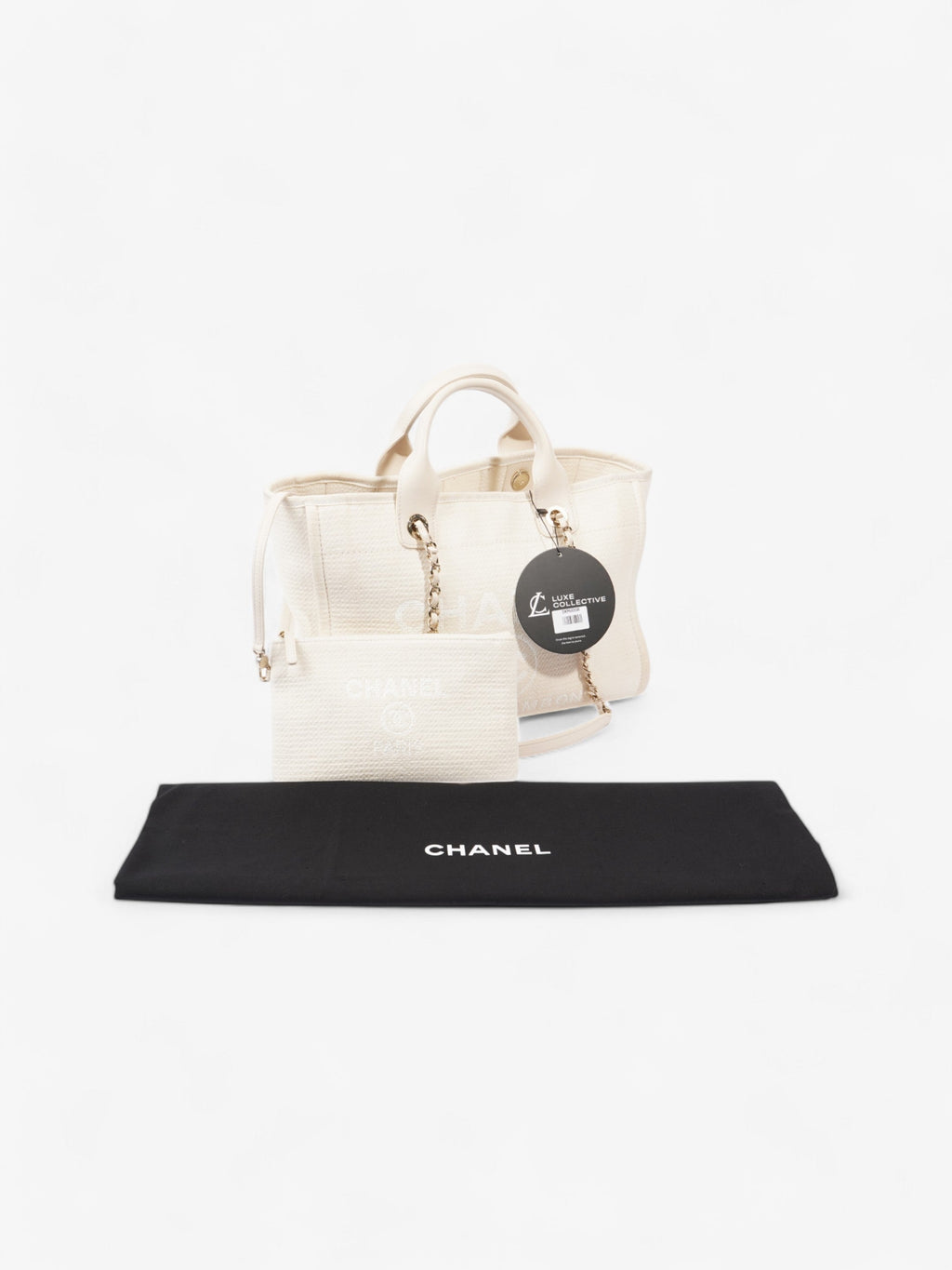 Chanel Deauville Tote Bag Cream Tweed Medium