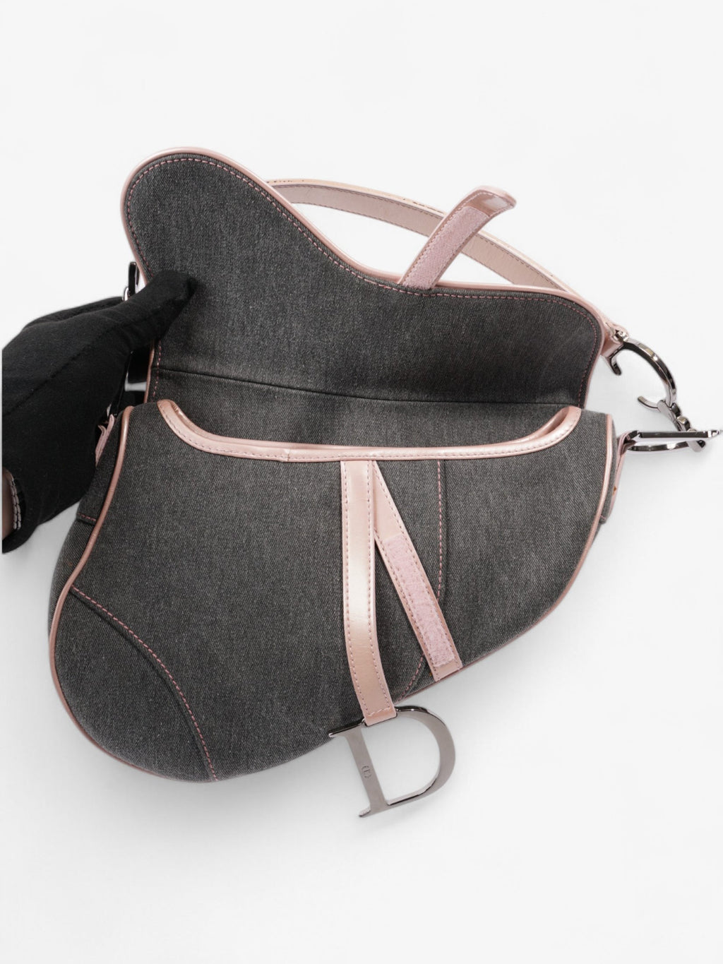 Christian Dior Saddle Bag Grey / Light Pink Denim