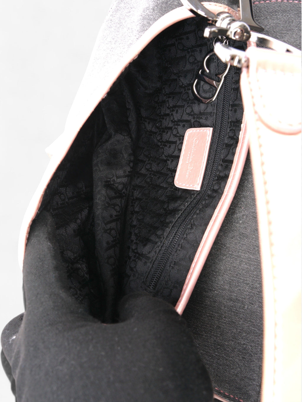 Christian Dior Saddle Bag Grey / Light Pink Denim