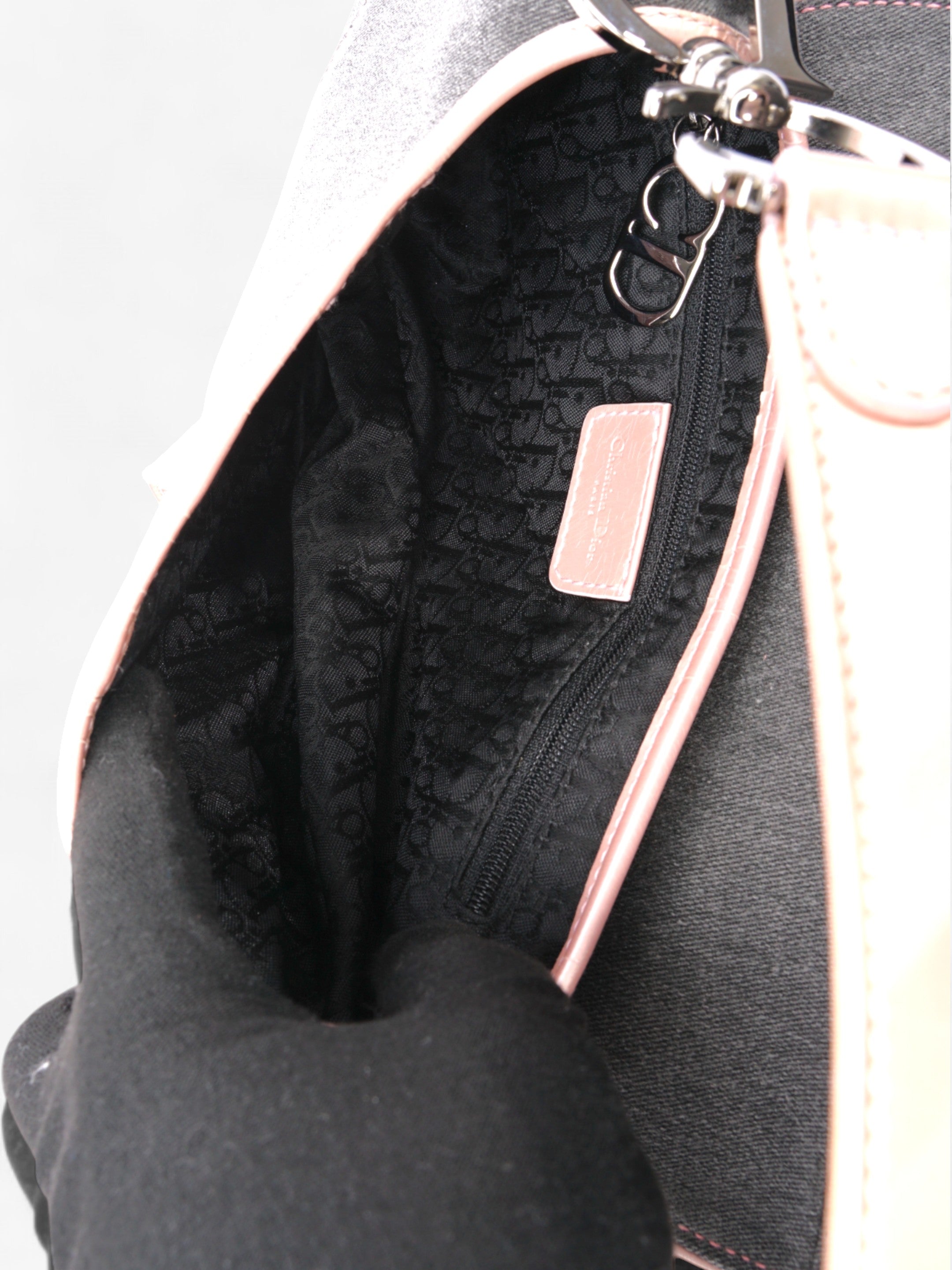 Christian Dior Saddle Bag Grey / Light Pink Denim