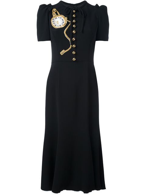 DOLCE & GABBANA EMBROIDERED CLOCK DRESS