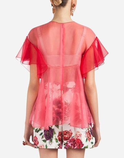 DOLCE & GABBANA MULTIPLE BOW SILK ORGANZA BLOUSE