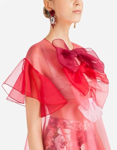 DOLCE & GABBANA MULTIPLE BOW SILK ORGANZA BLOUSE
