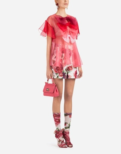 DOLCE & GABBANA MULTIPLE BOW SILK ORGANZA BLOUSE