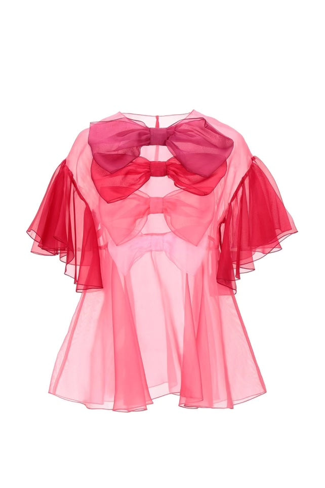 DOLCE & GABBANA MULTIPLE BOW SILK ORGANZA BLOUSE