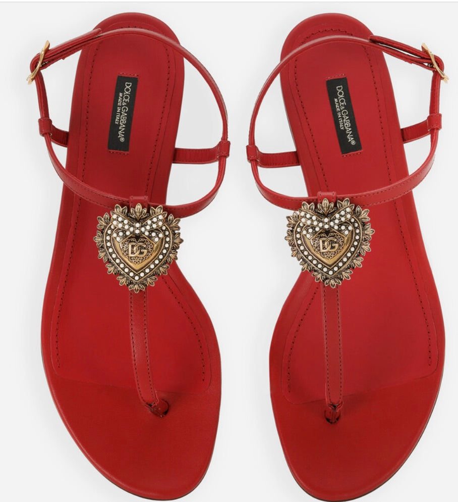 DOLCE & GABBANA NAPPA LEATHER DEVOTION SANDALS
