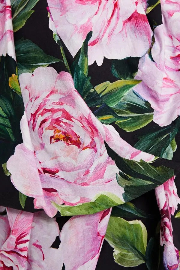 DOLCE & GABBANA OFF SHOULDER RUFFLED FLORAL MINI DRESS