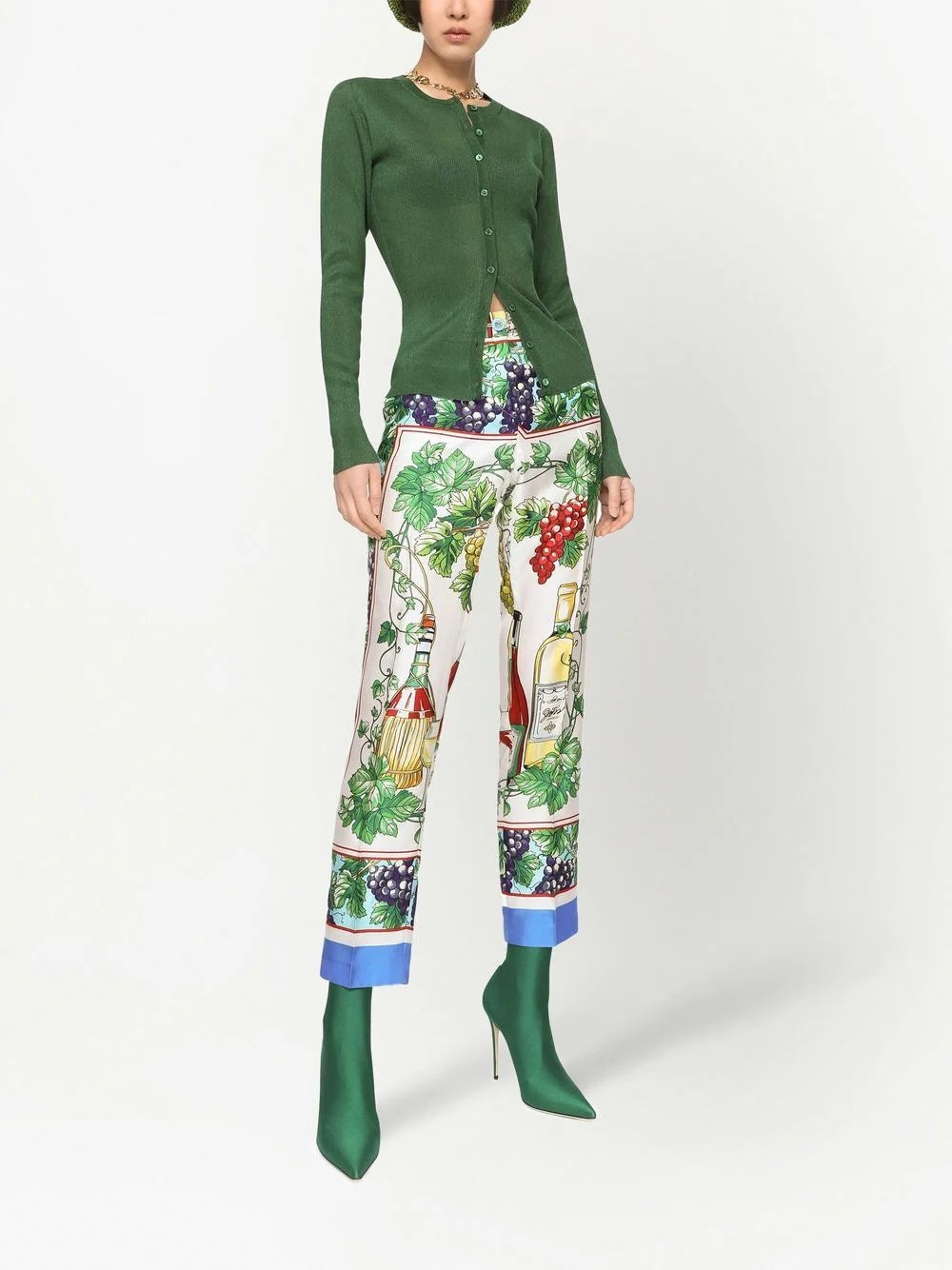 DOLCE & GABBANA CROPPED GRAPHIC PRINT TROUSERS