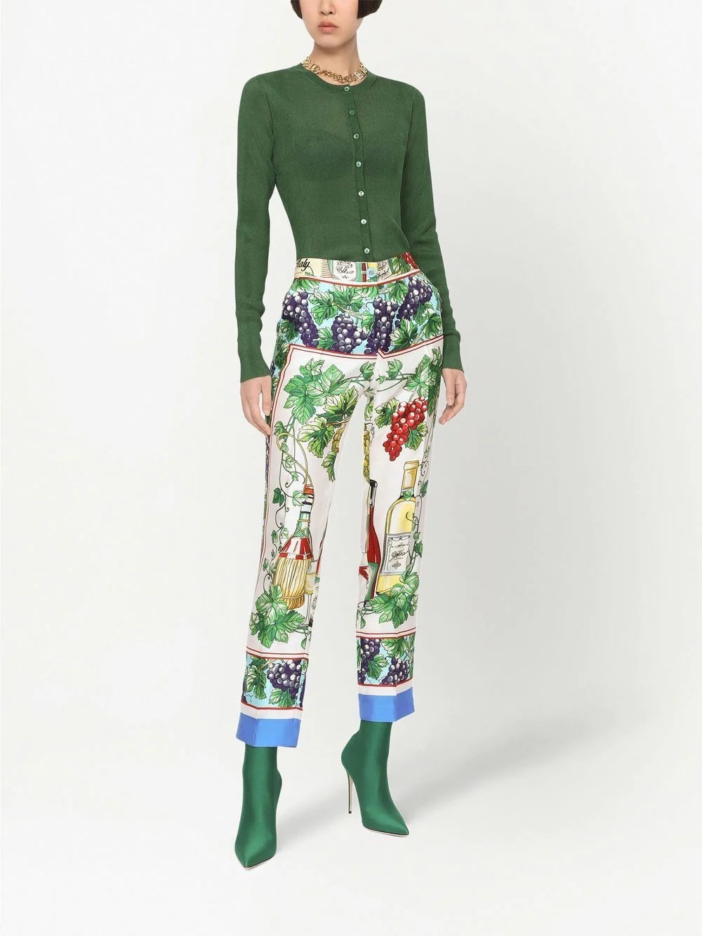 DOLCE & GABBANA CROPPED GRAPHIC PRINT TROUSERS