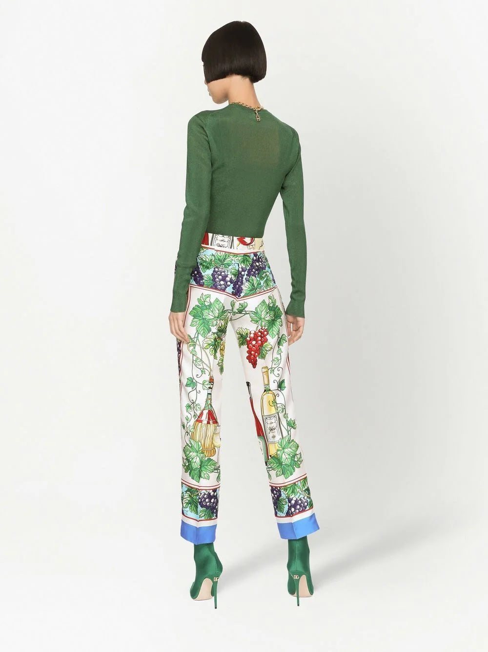 DOLCE & GABBANA CROPPED GRAPHIC PRINT TROUSERS