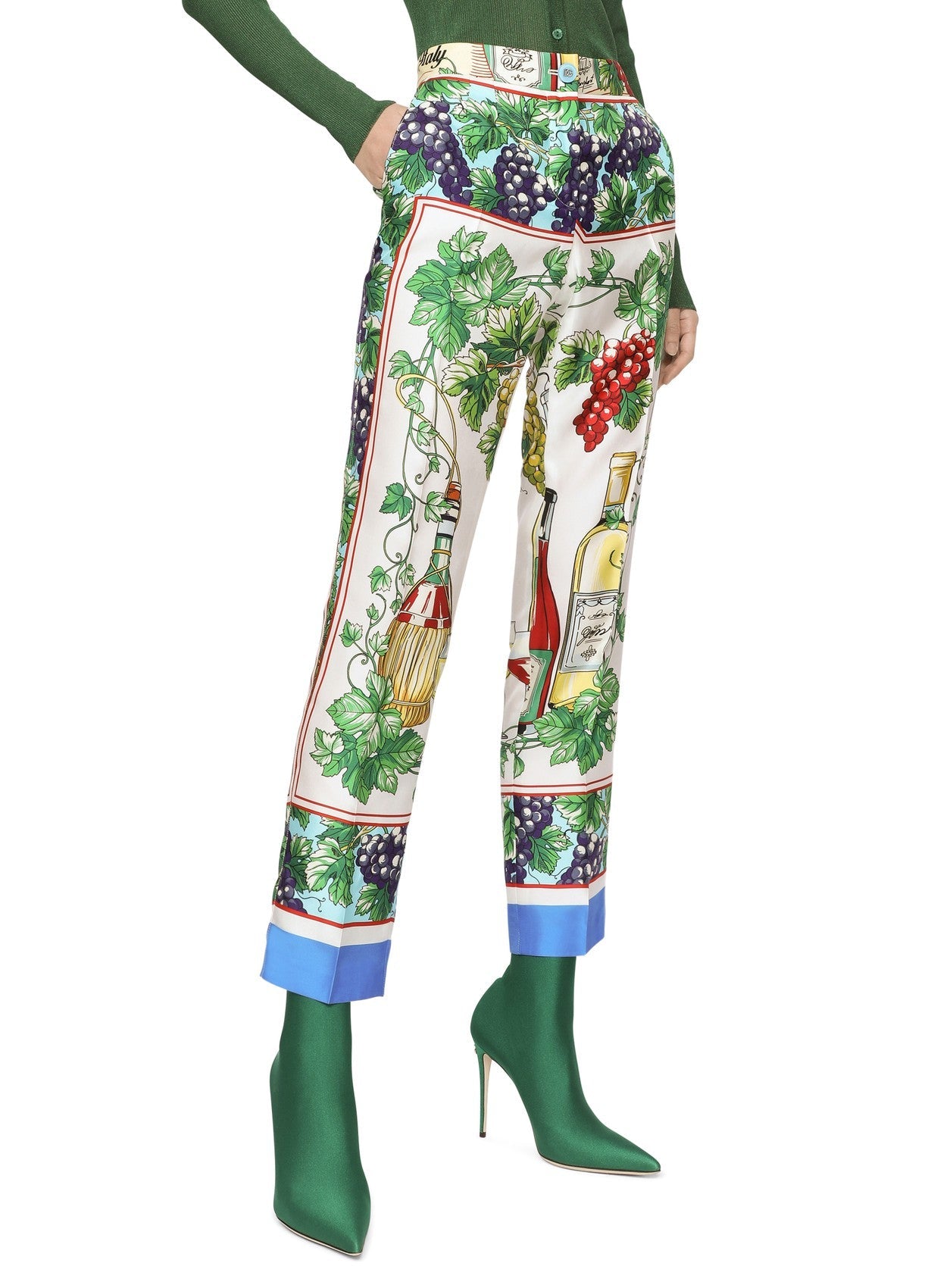 DOLCE & GABBANA CROPPED GRAPHIC PRINT TROUSERS
