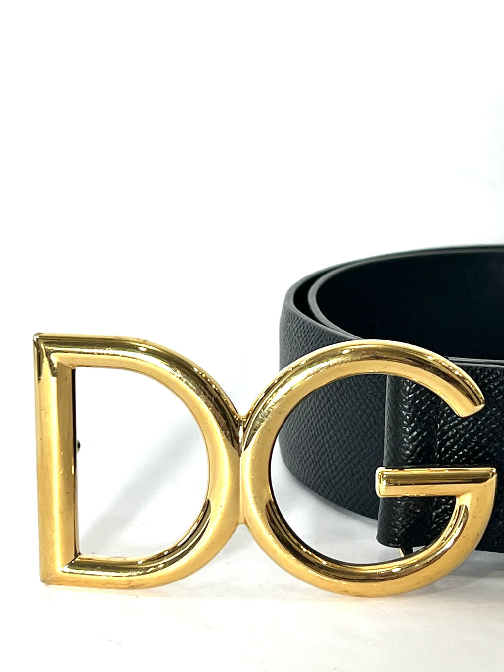 DOLCE & GABBANA GOLD-TONE LOGO BUCKLE LEATHER BELT