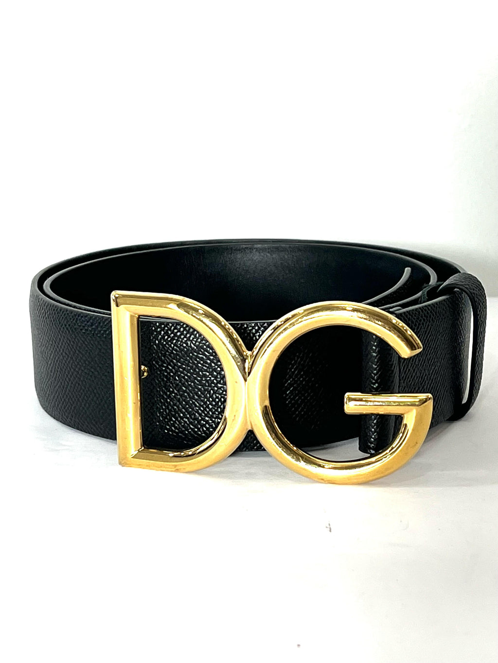 DOLCE & GABBANA GOLD-TONE LOGO BUCKLE LEATHER BELT