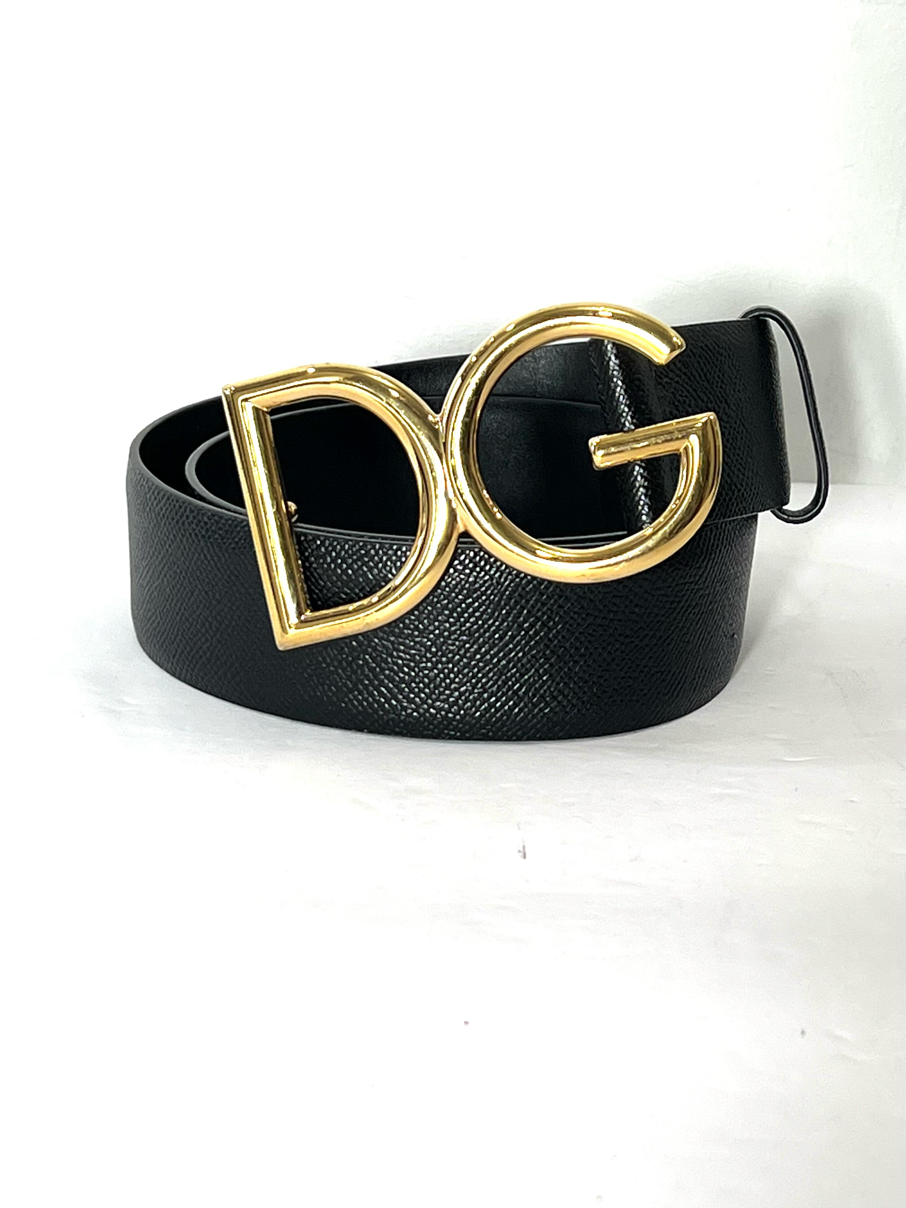 DOLCE & GABBANA GOLD-TONE LOGO BUCKLE LEATHER BELT