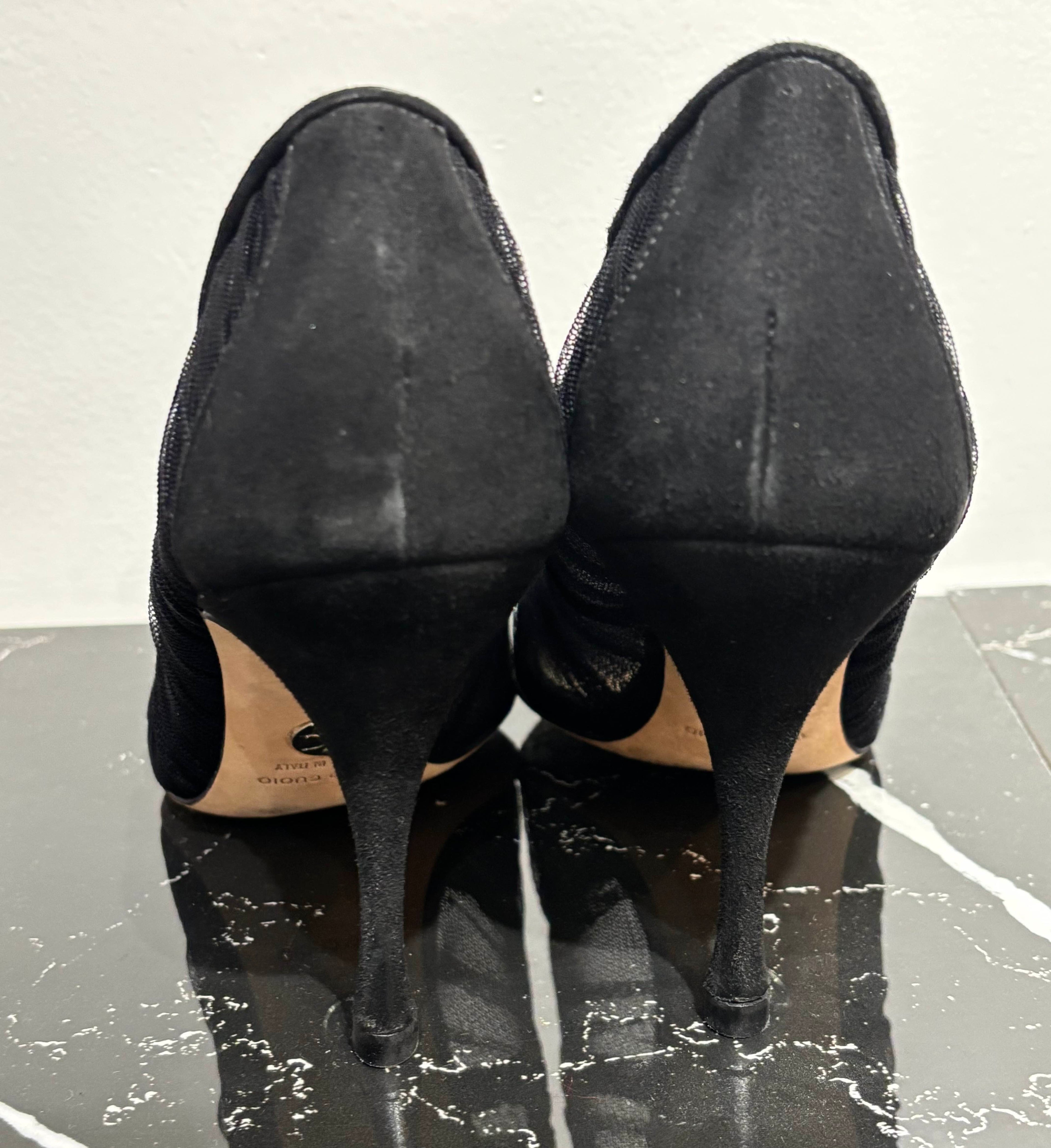 DOLCE & GABBANA ROSE APPLIQUE TULLE MESH  PUMPS
