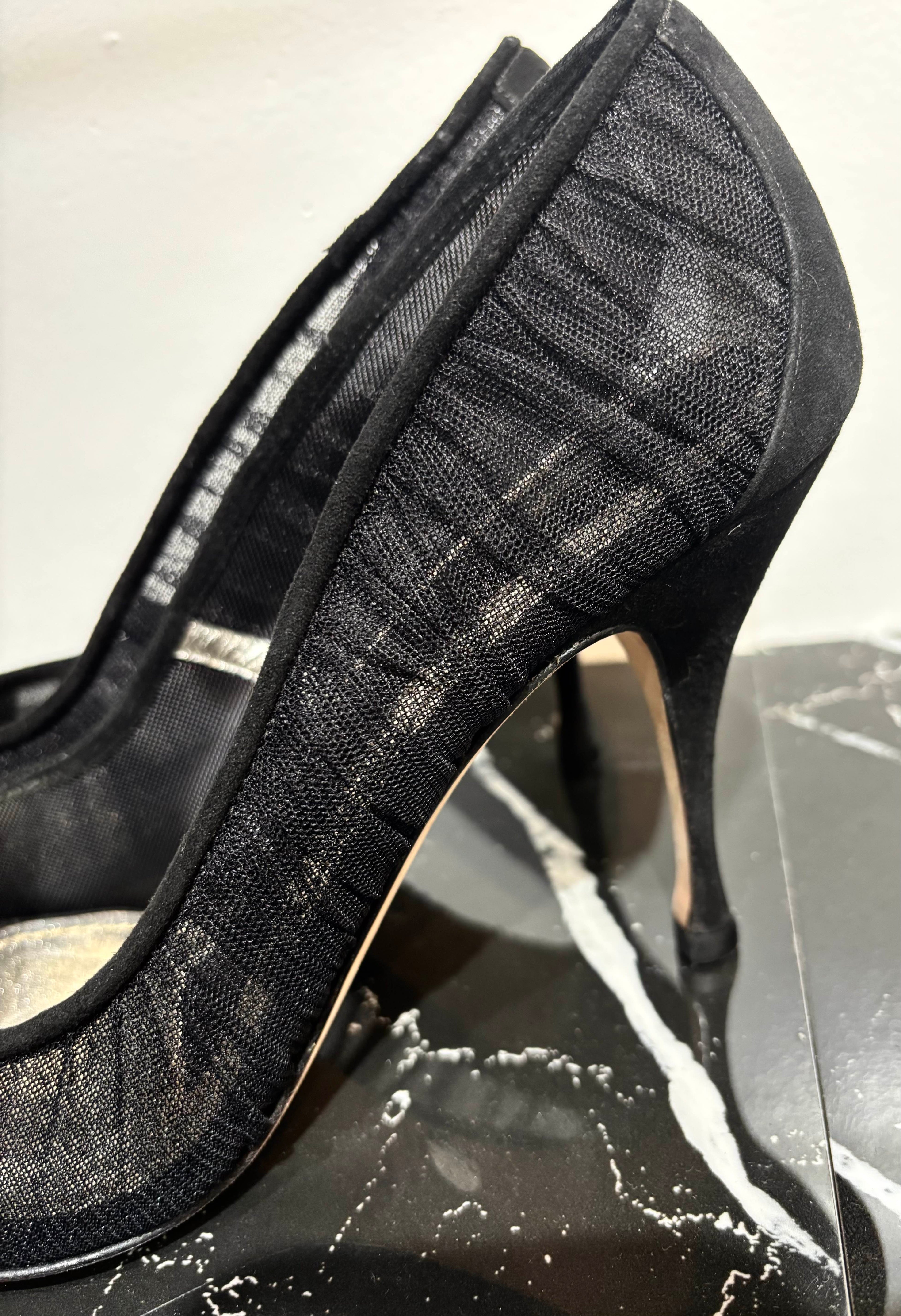 DOLCE & GABBANA ROSE APPLIQUE TULLE MESH  PUMPS