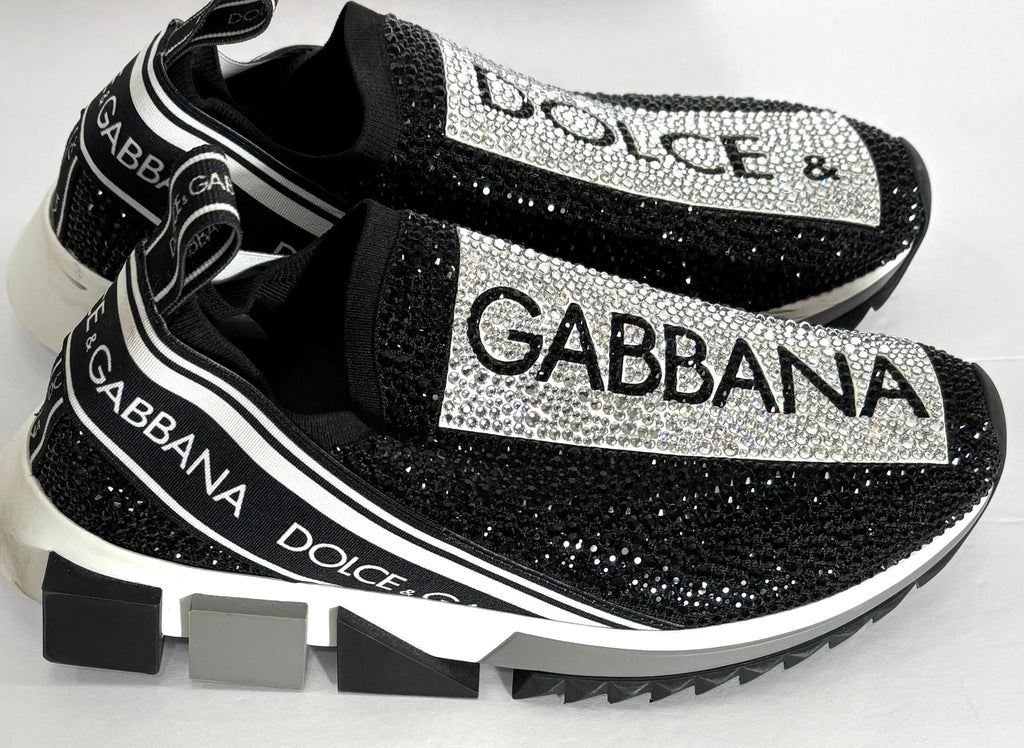 DOLCE & GABBANA SORRENTO CRYSTAL SLIP ON SNEAKERS