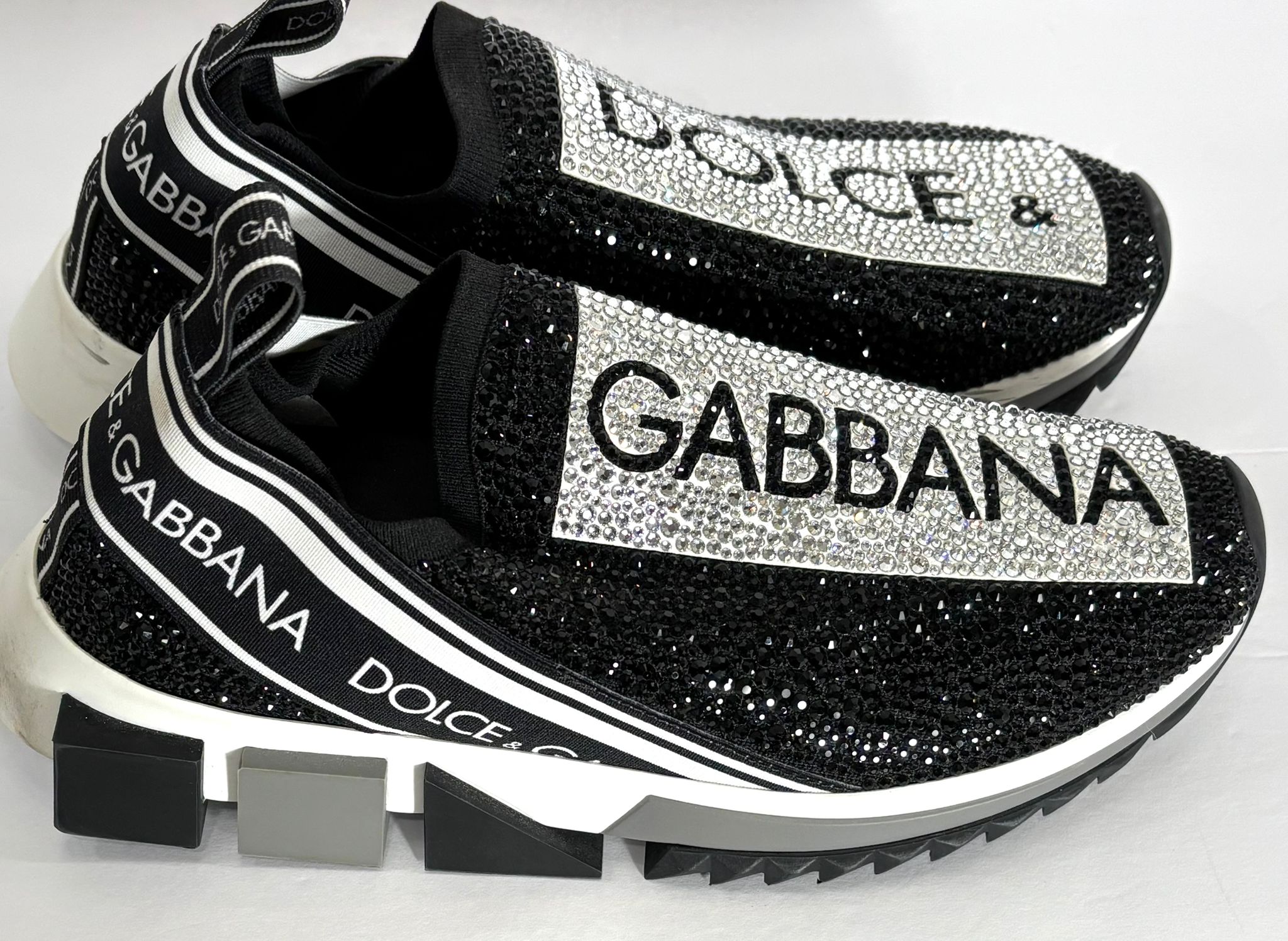 DOLCE & GABBANA SORRENTO CRYSTAL SLIP ON SNEAKERS