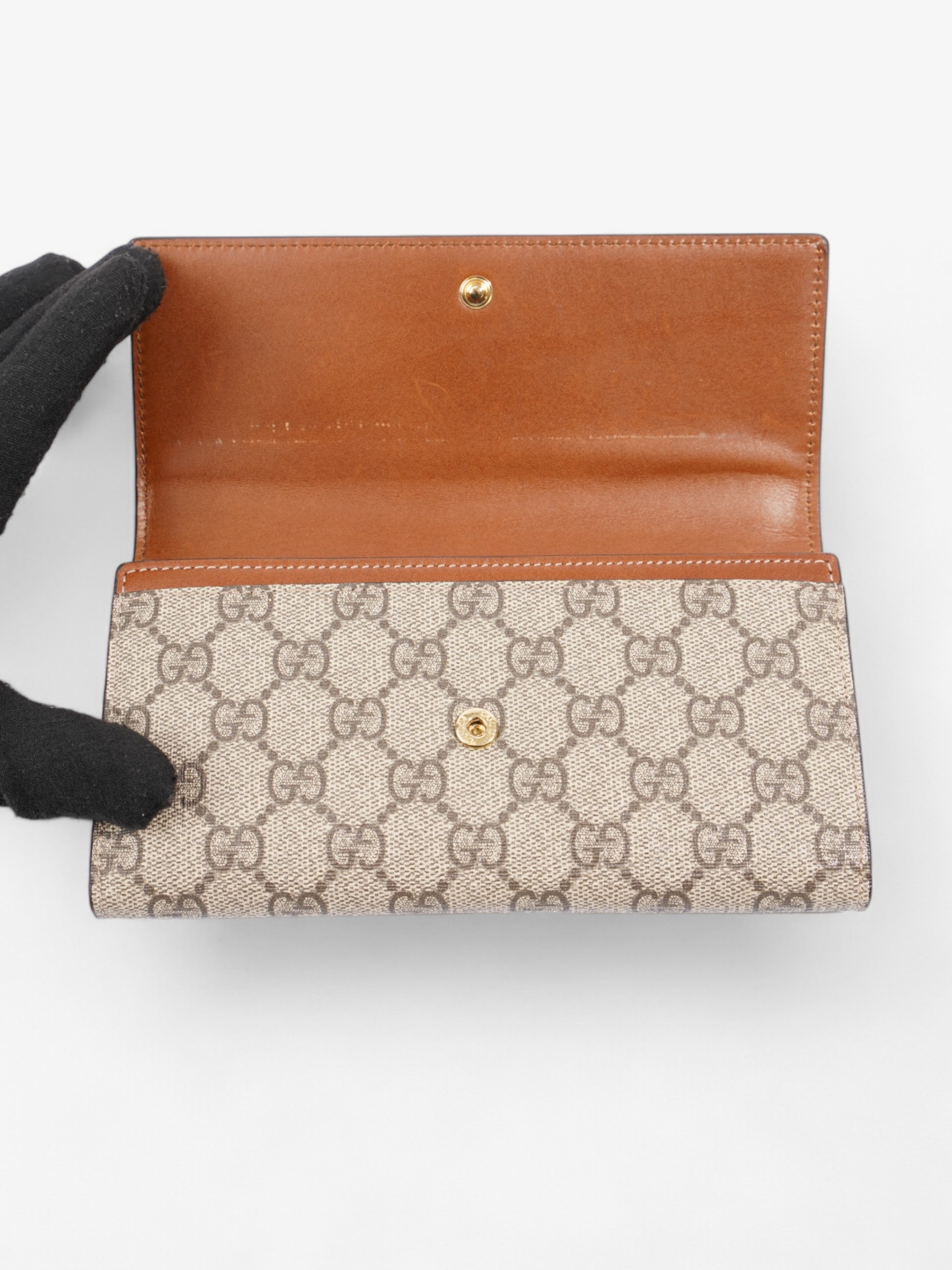 Gucci Continental Wallet Brown / GG Supreme Calfskin Leather