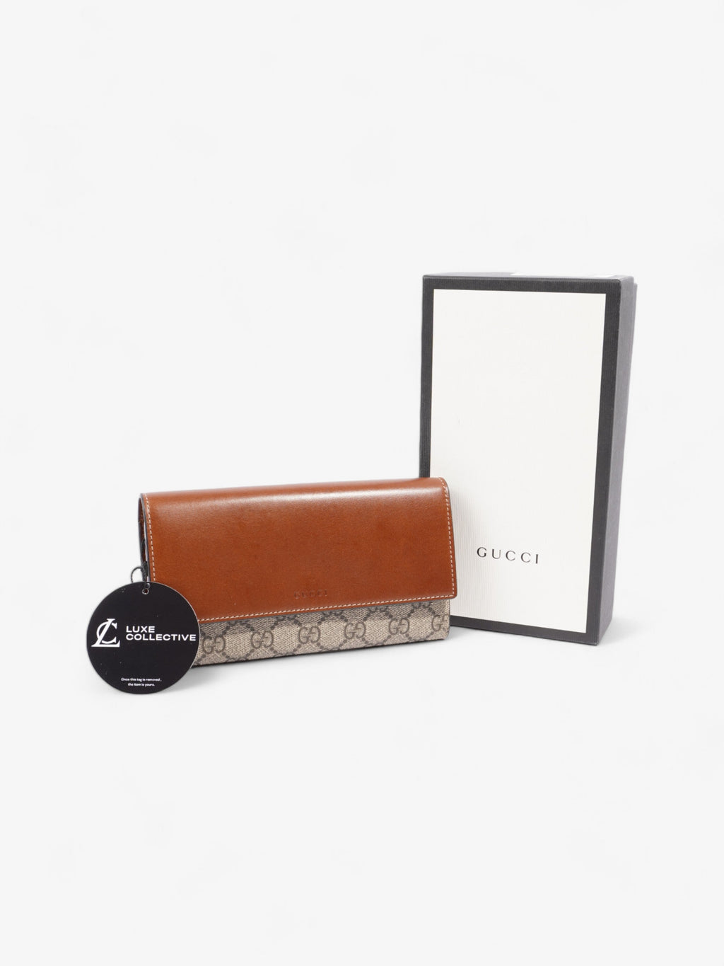 Gucci Continental Wallet Brown / GG Supreme Calfskin Leather