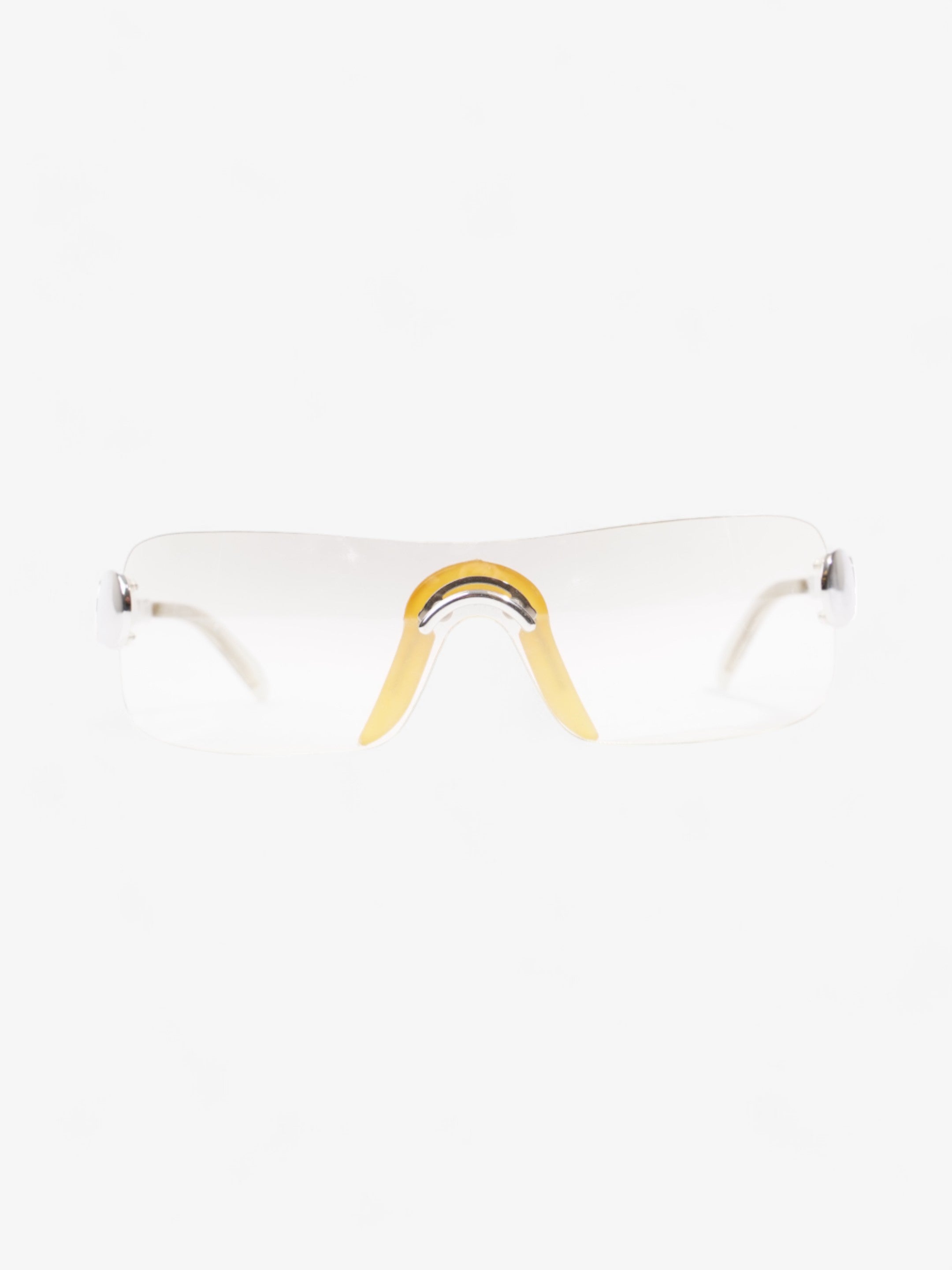 Christian Dior Clear Shield Sunglasses Silver Base Metal 120mm