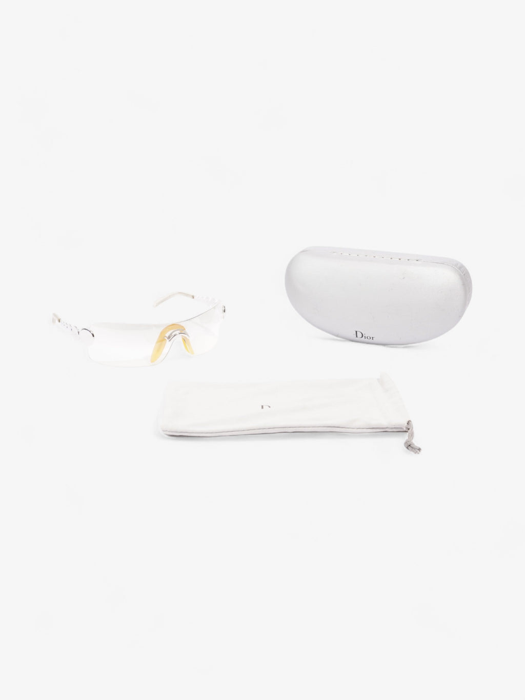 Christian Dior Clear Shield Sunglasses Silver Base Metal 120mm