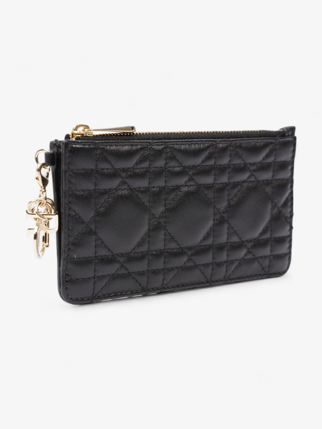 Christian Dior Lady Dior  And Coin Wallet Black Lambskin Leather