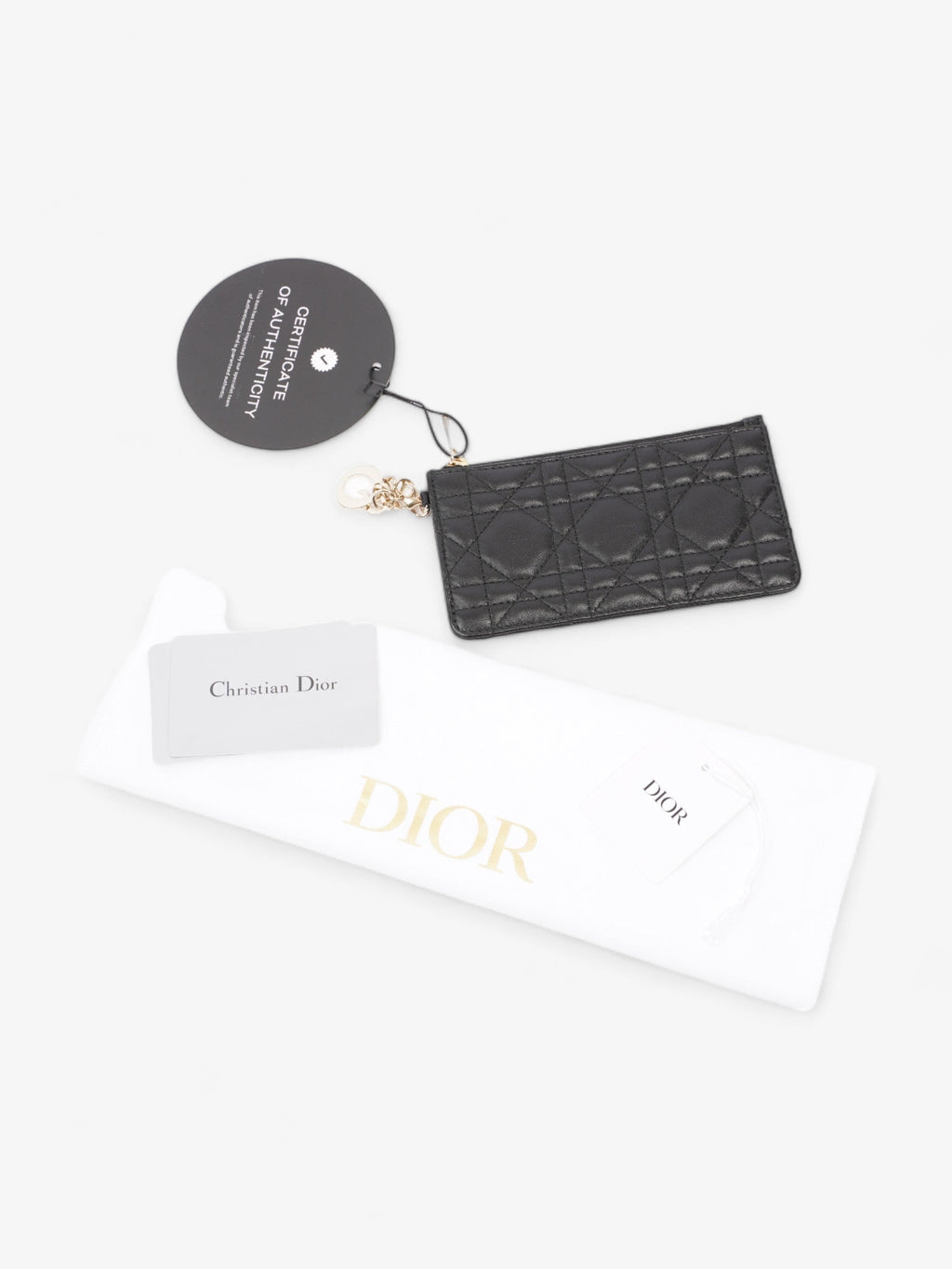 Christian Dior Lady Dior  And Coin Wallet Black Lambskin Leather