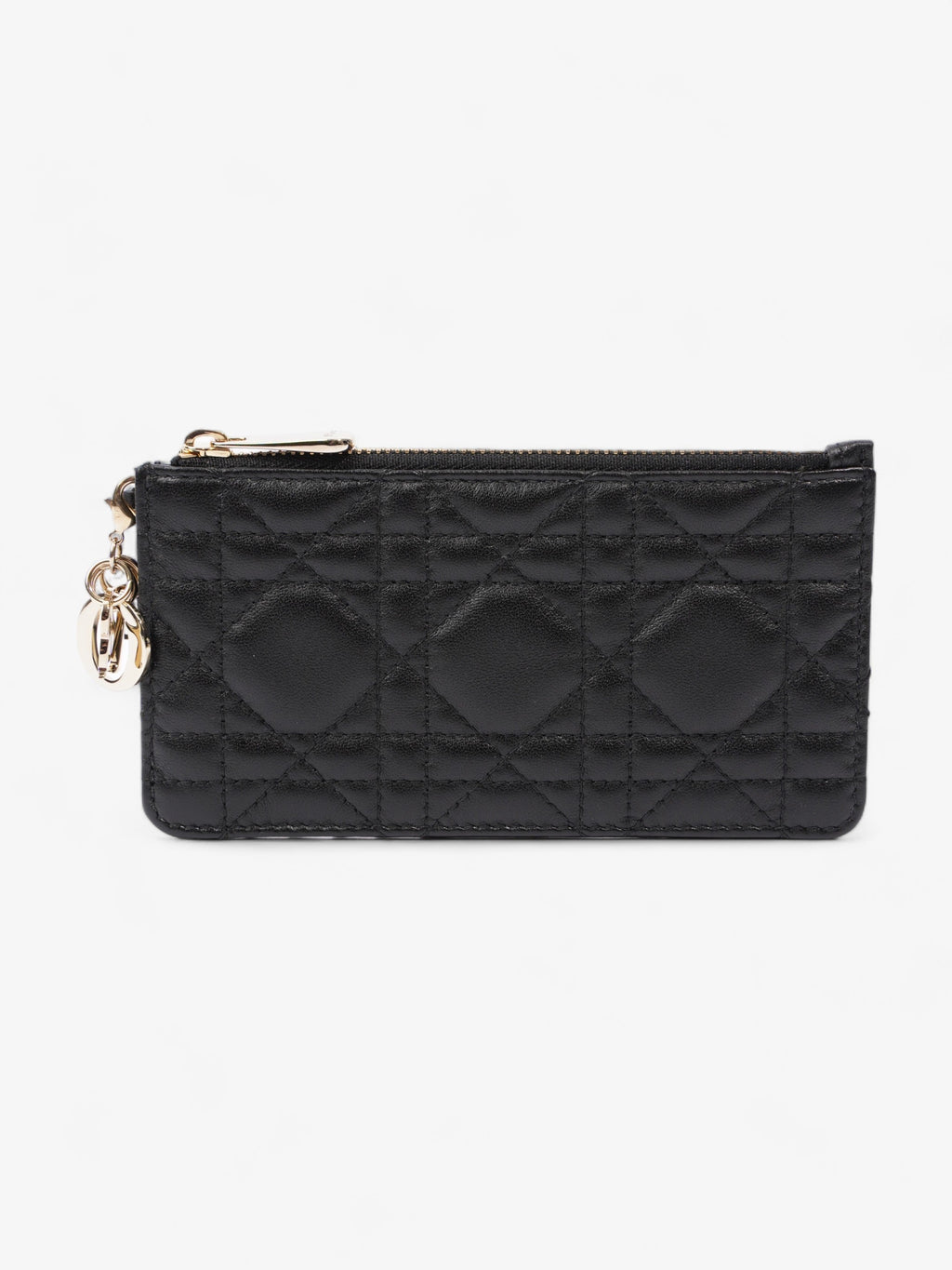 Christian Dior Lady Dior  And Coin Wallet Black Lambskin Leather