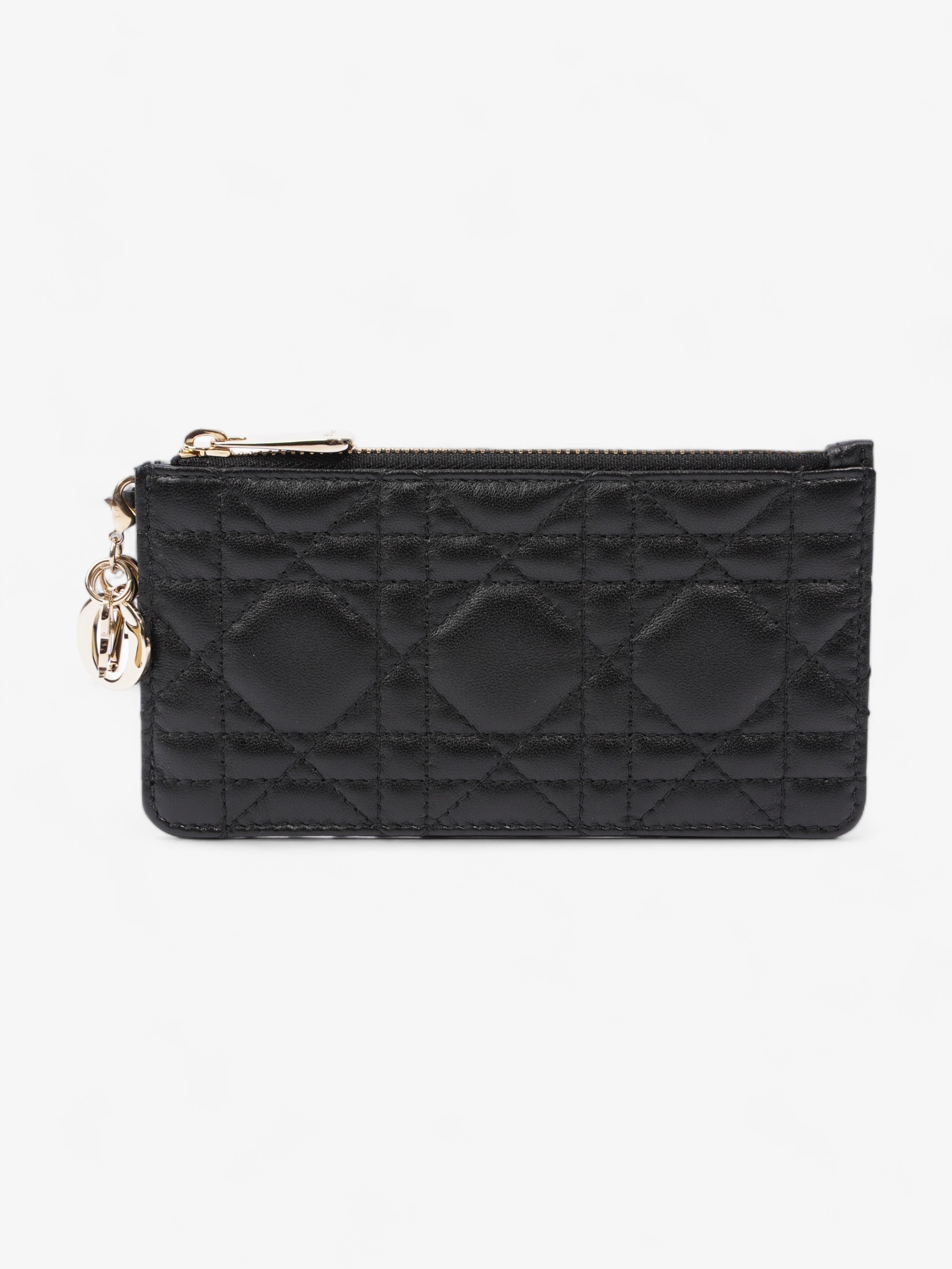Christian Dior Lady Dior  And Coin Wallet Black Lambskin Leather