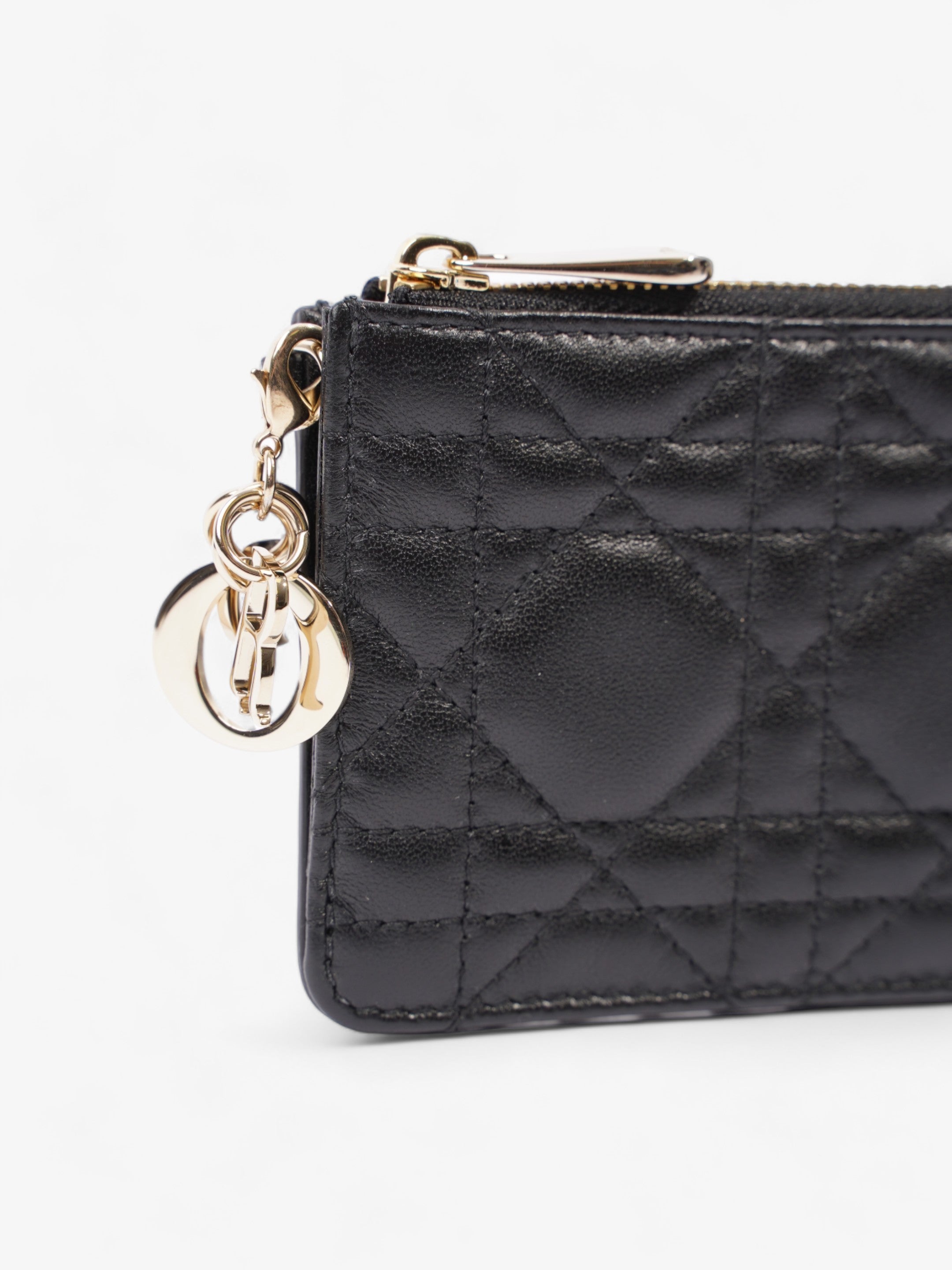 Christian Dior Lady Dior  And Coin Wallet Black Lambskin Leather