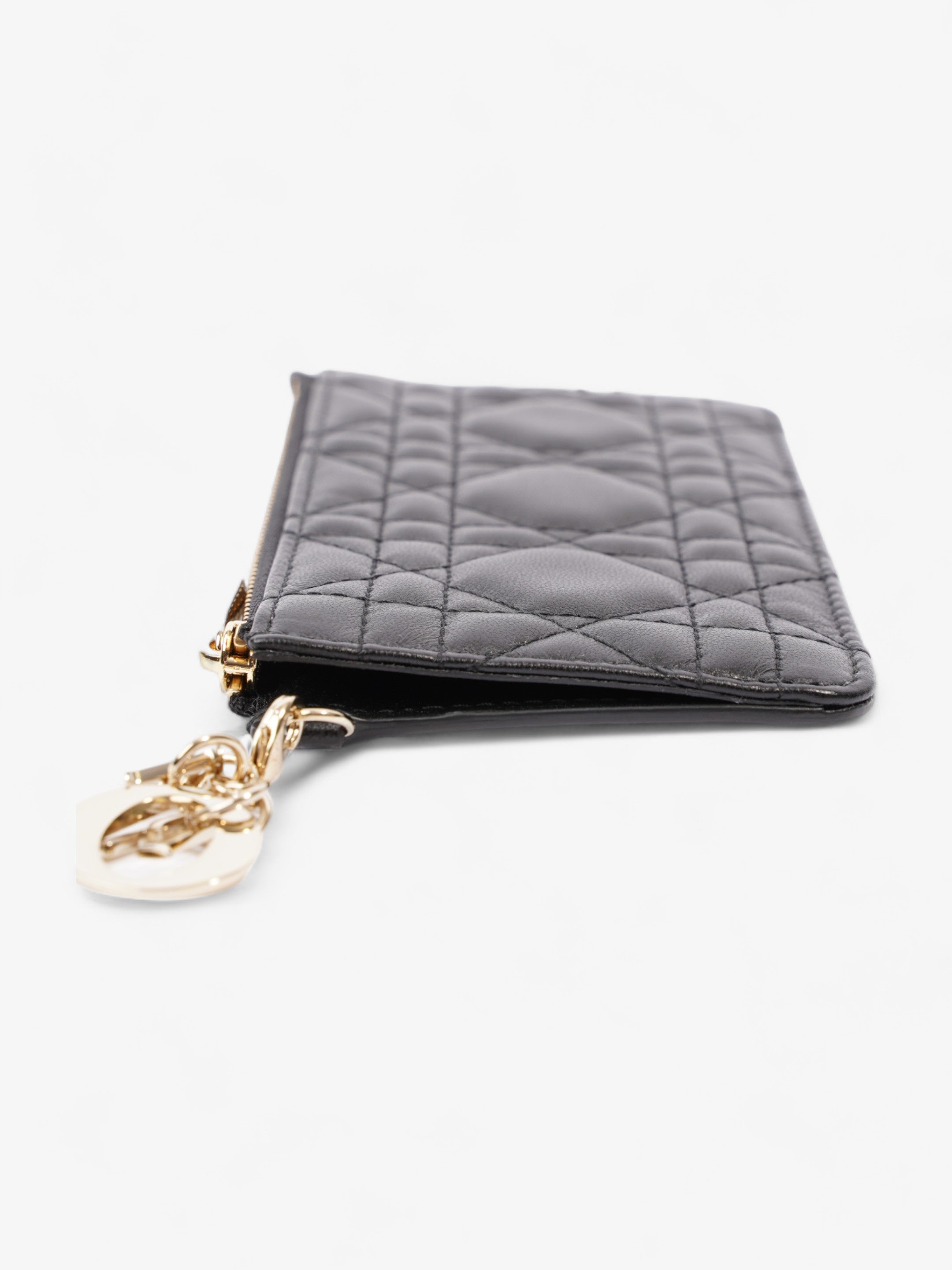Christian Dior Lady Dior  And Coin Wallet Black Lambskin Leather