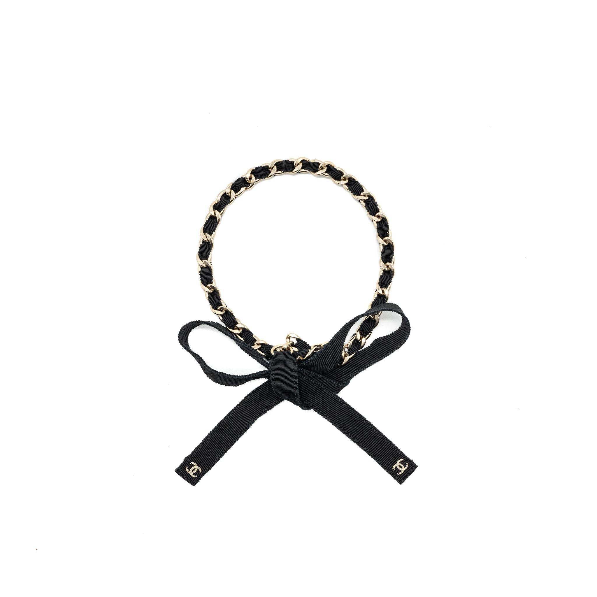 Chanel Grosgrain CC Bow Chain Belt Black L
