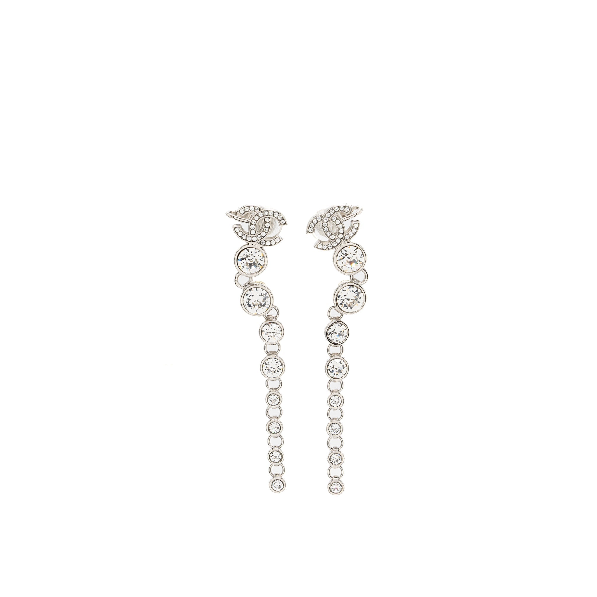 Chanel CC logo Crystal Drop Earrings