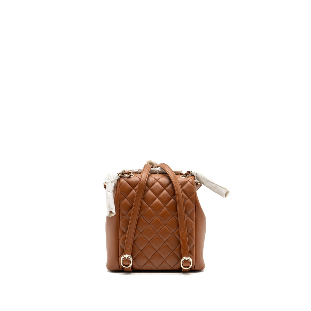 Chanel 23A triple pack backpack calfskin caramel L (microchip)