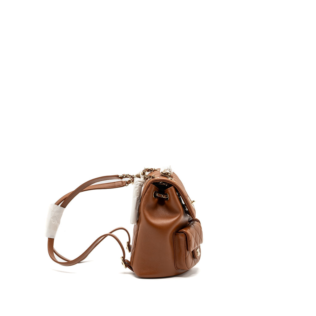 Chanel 23A triple pack backpack calfskin caramel L (microchip)