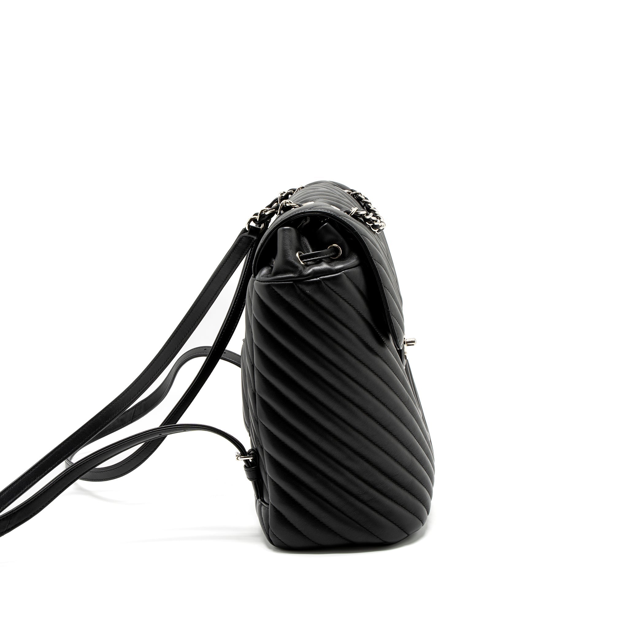 Chanel Urban Spirit Backpack Chevron Calfskin Black