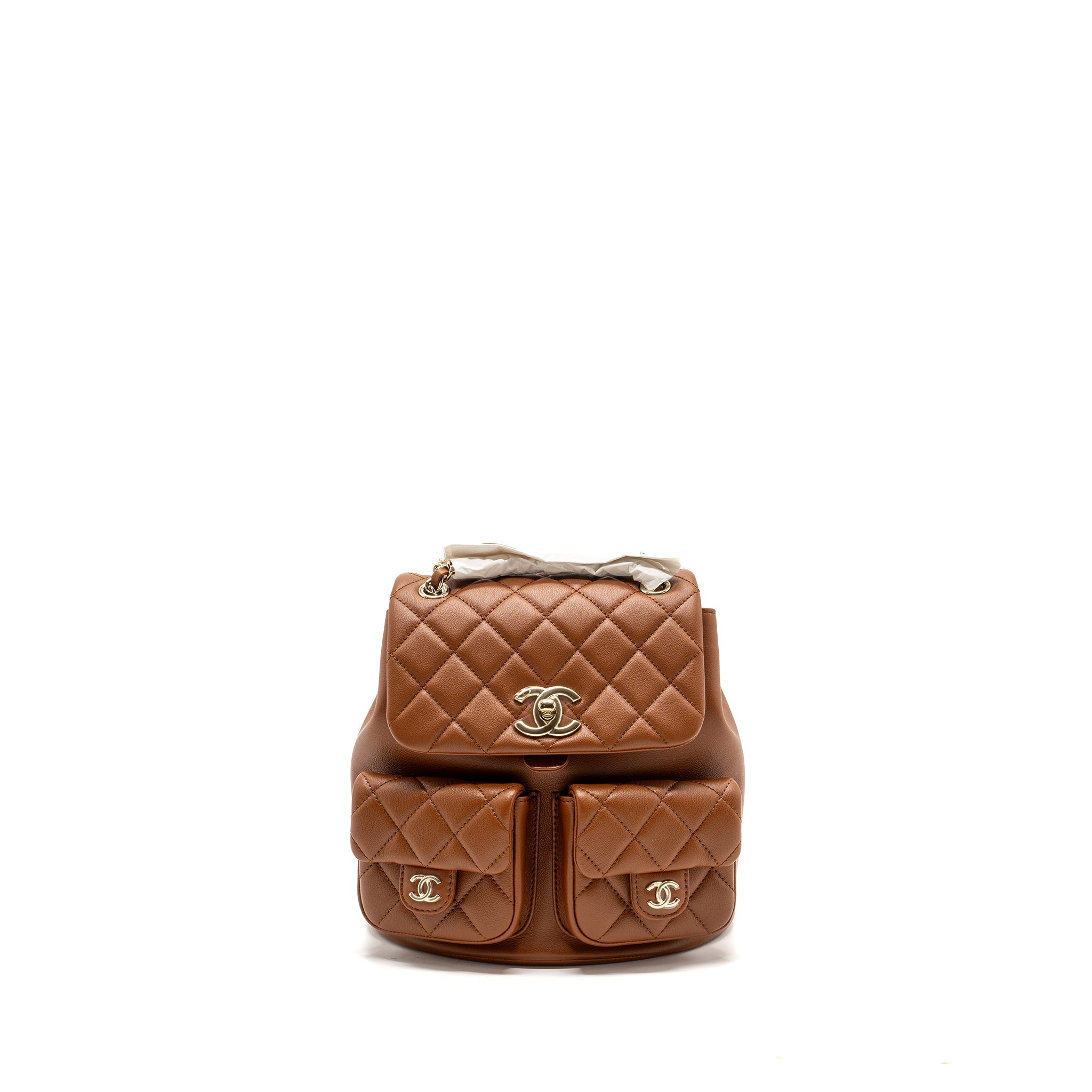 Chanel 23A triple pack backpack calfskin caramel L (microchip)