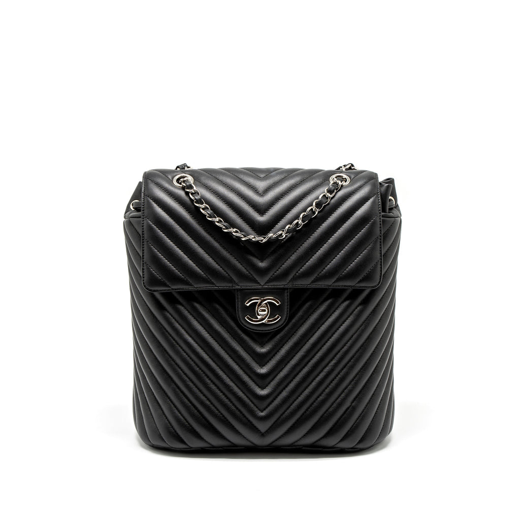 Chanel Urban Spirit Backpack Chevron Calfskin Black